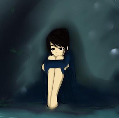 alone girl crying