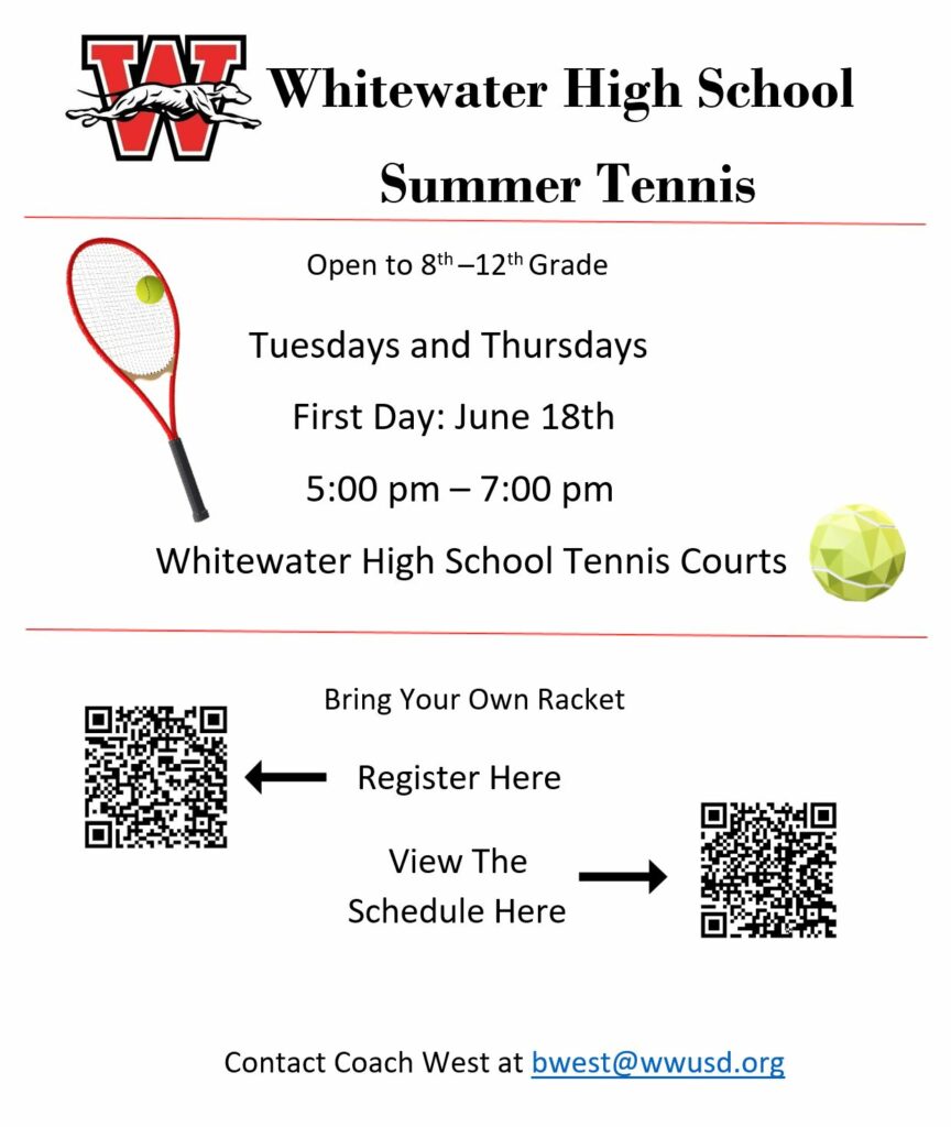 Summer Tennis Opportunities for Grades 8-12
